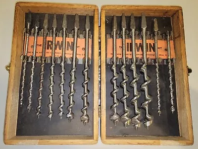 Vintage Irwin Auger Bit Set W Oak Box & Booklet • $39