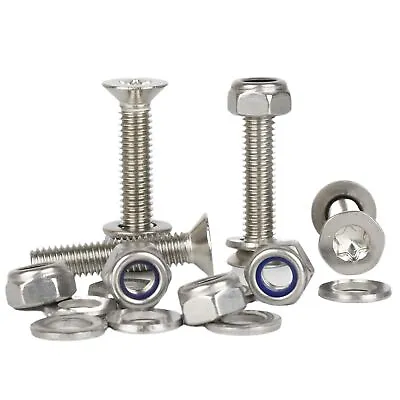 M2 M2.5 M3 Torx Countersunk Machine Screws Nyloc Nuts & Washers Stainless Steel • £5.44