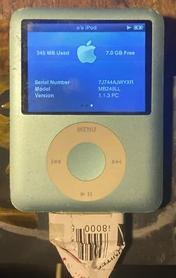 Apple IPod 8 GB Nano 3rd Generation A1236 MP3 Player MB249LL - Blue • $20