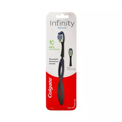 Colgate Infinity Deep Clean Aluminium Handle Toothbrush With 2 Replaceable Heads • $13.95