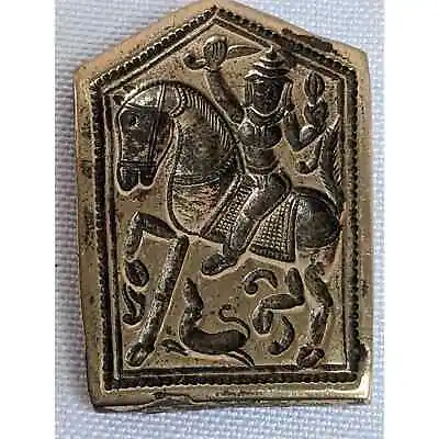 Bronze Stamp Dye Old Amulet Jewelry Making Mold Hindu Deity Baba Ramdev Figure • $42