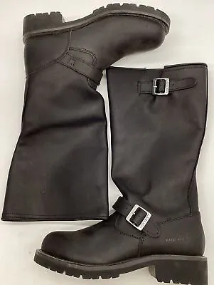 Ride Tecs Men's 16  Oiled Leather Engineer Biker Tall Boots Black Size 11 M • $85