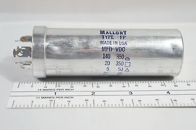 Vintage 1960s Mallory Type FP Capacitor 24186 140/20/5/25 MFD 350/50/25 VDC • $14.99