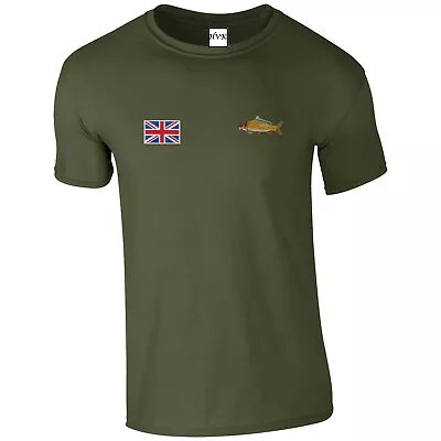 Carp Fishing Clothing Union Flag  Colour Fish Embroidered T Shirt • £14.49