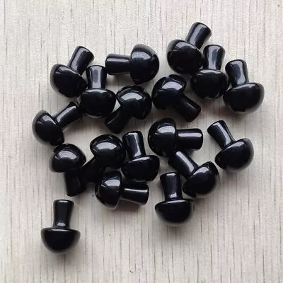 20pcs Mini Natural Obsidian Stone Mushroom Statue Stone Healing Decoration • $17.99