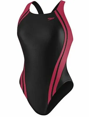 SPEEDO Racing Quantum Spliced Super Proback Swimsuit Black/Pink Women's 2/28 $68 • $49.95