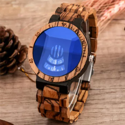 Handmade Men's Wooden Quartz Wrist Watch Full Bamboo Wooden Bracelet Strap Gift • $37.65