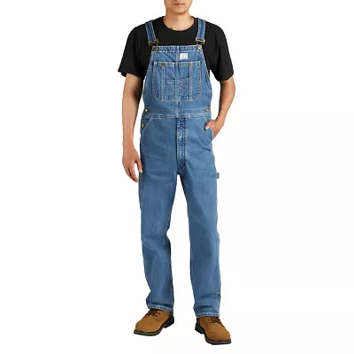 HISEA Men Denim Bib Overall Loose Fit Dungarees Workwear Pants Jumpsuit Trousers • $41.89