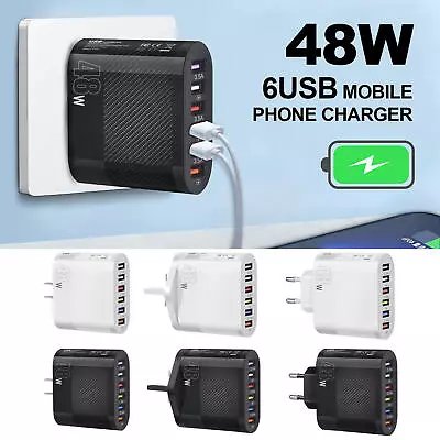 USB Charger 6-Port 48W USB Charging Block Desktop Charging Station Fast Charging • $14.10