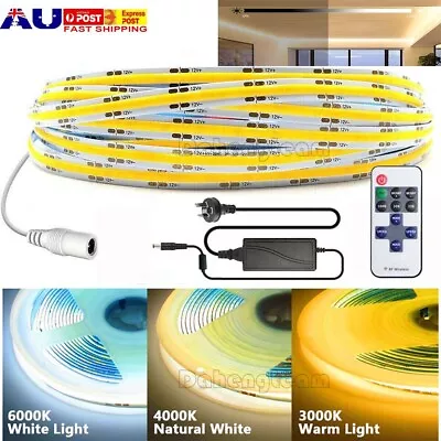 1M 5M COB LED Strip Light Flex Tape Warm Cool White Home DIY Lighting 12V 24V 5V • $35.14