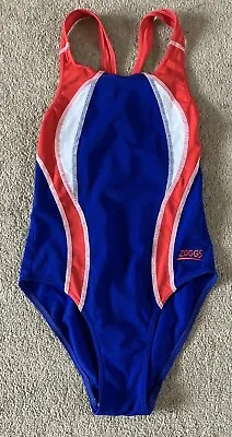Zoggs Girls Swimming Costume 28” Size 7-9 Years Approx Blue & Red • £4.79
