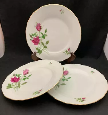 Haas & Czjzek Red Rose Floral Luncheon Plates (set Of 3) --- Czech China • $24