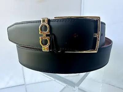 New Salvatore Ferragamo Men's Belt Adjustable & Reversible Black 46 Leather • $379.99