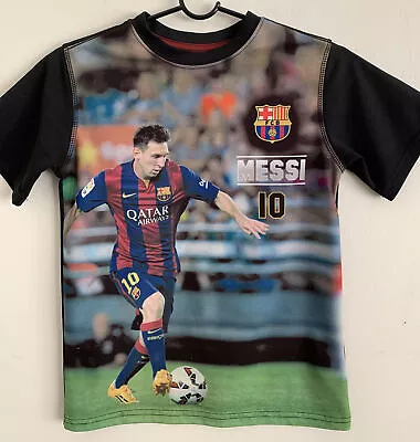 FCB Barcelona Messi Soccer Short Sleeves T-Shirt Size M For Boys • $24.99