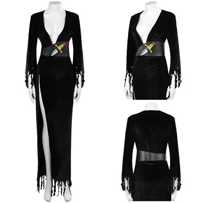 Mistress Of The Dark- Elvira Cosplay Costume Outfits Christmas Carnival  Suit • $28.19
