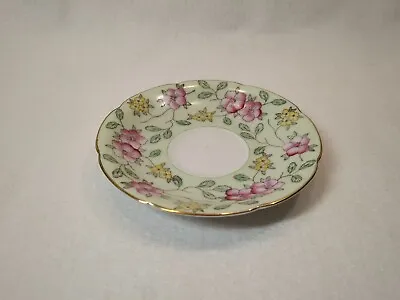 VINTAGE Diamond Tea Cup Saucer Made In Occupied Japan China Green Floral • $9.99