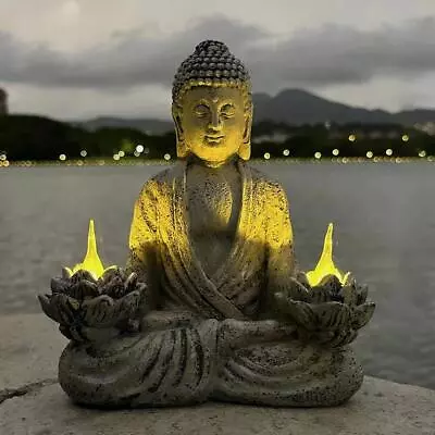 Meditating Buddha Statue Garden Ornament Meditating Buddha Solar LED ✨ • £22.99