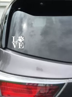 Dog Paw Print Love Decal White Vinyl Sticker Car Window Laptop Flat Surface • $7.49