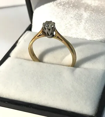 18CT Superb 18k 18ct YELLOW GOLD 750 DIAMOND SOLITAIRE RING - Not Scrap • £215