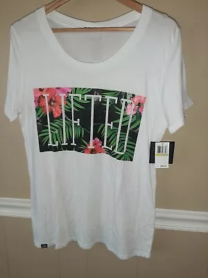 NWT White LIFTED RESEARCH GROUP LRG Off Shoulder Tee Top M Oversize Tropical  • £31.81