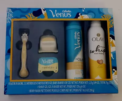 Gillette Venus 5 PC Gift Set_Razor_2 Cartridges_Olay Shea Bdy Wash & Shave Cream • $9.99