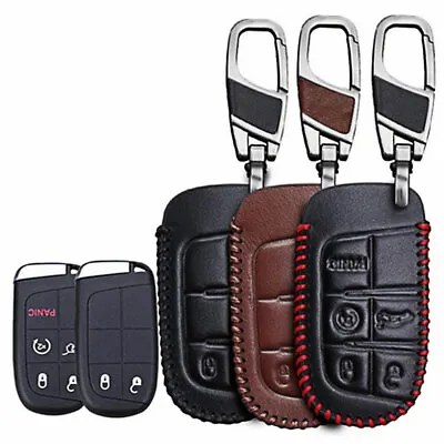 Remote Key Fob Cover Ring Chain Case For Jeep Grand Cherokee Chrysler Dodge Fiat • $8.55