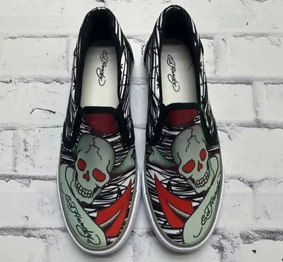 Ed Hardy Shoes Men's 8 Slip On Wes Skull Tattoo Design Grunge Punk Y2k • $64.39