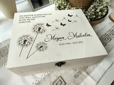 Personalised Engraved Remembrance Wooden Box Keepsake Memories Box • £19.99