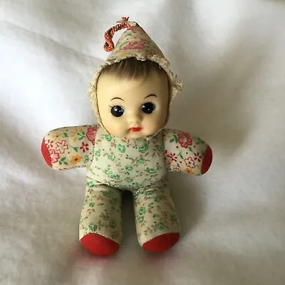 Vintage Hard Face Cloth Doll With Squeaker • £16.99