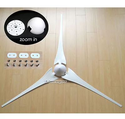 62 Diameter 3Pcs Wind Turbine Blades+Hub+Nose Cone Fit 17mm Shaft Wind Generator • $109