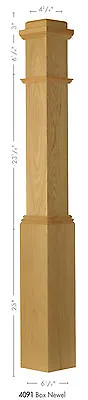 4091 Amish Made Red Oak Box Newel Post • $284.66