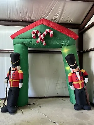 Holiday Inflatable Archway Christmas Nutcracker Toy Solider Candy Cane Lights • $187.99