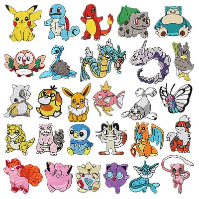 Iron On Patches 28 Pcs Anime Pocket Monster Embroidered Sew On Decorative Patch • $12.72