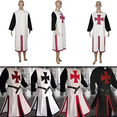 Mens Long Style Knight Costume Templar Crusader Medieval Warrior Fancy Dress • £14.69