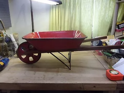 Antique/Vintage Hy-Speed Wheelbarrow Red Metal Wood Handles Children's Yard Art • $60