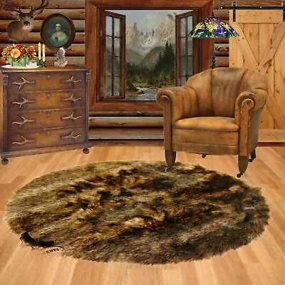 $599.99 • Buy Deer Skin Faux Fur Rug - Bear - Wolf - Accent Throw Carpet - Sheepskin - Round 
