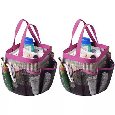 Aquaterior Portable Mesh Shower Caddy Tote 8 Pockets Black Carry Bag Shampoo • $17.90