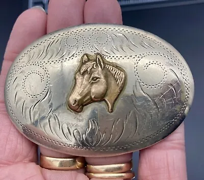 COMSTOCK Vintage Quarter Horse Belt Buckle. GERMAN SILVER SILVERSMITHS • $35