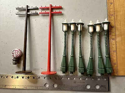 6 Model Railway Train Street Light Posts (non-elec.) 4  & Other RR Layout Items • $2.50