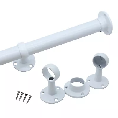 White Wardrobe Hanging Rail Pole 25mm Tube Dress Cloth End Sockets Centres • £24.99