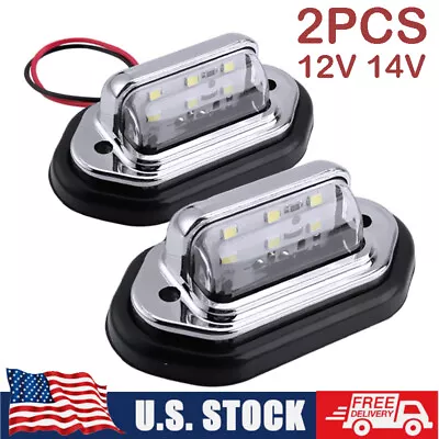 2X Universal White LED License Plate Tag Light Lamp For Truck Trailer Van SUV RV • $8.98