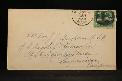 USS Pensacola 1870s Cover Boston To Bingham On Ship At San Francisco Fancy 12  • $75