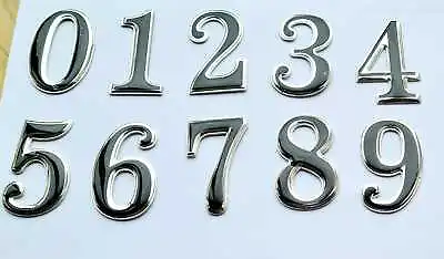 £5.99 • Buy Self Adhesive Door Numbers Chrome Finish 0 To 9 Number Letter House Apartment UK