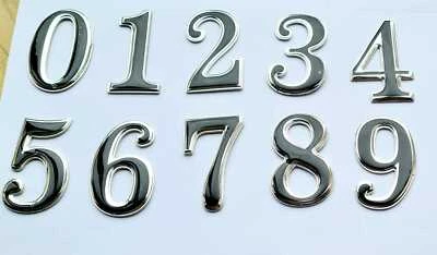 £5.99 • Buy Self Adhesive Door Numbers Chrome Finish 0 To 9 Number Letter House Apartment UK