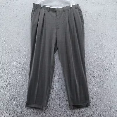 Ralph By Ralph Lauren Mens Pleated Dress Pants 42x32 Gray Plaid High Rise Flex • $25.99