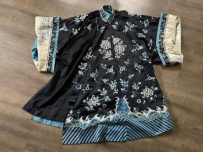 Antique Silk Chinese Coat Hand Embroidered Qing Dynasty Robe Jacket  • $1450