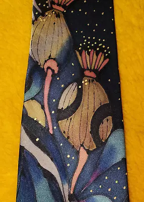 Robert Daskal ~ Hand Painted Handpainted Art Tie ~stunning ~ Poppy Flowers ~ 58  • $49