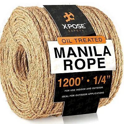 Manila Rope - 3 Strand Cordage Twisted Braided Rope 1/4  1200 Feet • $139.99