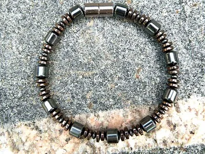 Men’s Womens 100% Magnetic Hematite Necklace Anklet Bracelet 8mm Black N Copper  • $36.99