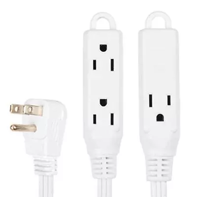 6 Ft Extension Cord With 3 Electrical Power Outlet - 16/3 Durable White Cable • $12.99